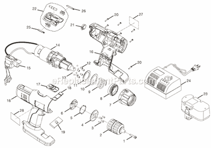 Page A Diagram and Parts List for SA1802  Ryobi Cordless Drill