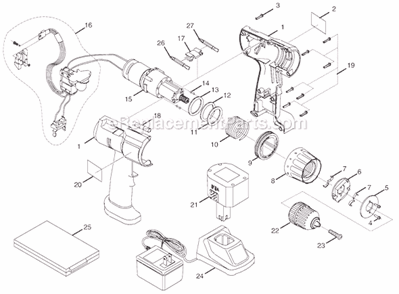 Page A Diagram and Parts List for SA960  Ryobi Cordless Drill