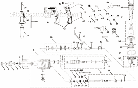Page A Diagram and Parts List for SDS60  Ryobi Hammer Drill
