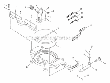 TableBaseFenceAssembly Diagram and Parts List for TS1300  Ryobi Miter Saw