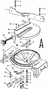 Page A Diagram and Parts List for TS1340  Ryobi Miter Saw