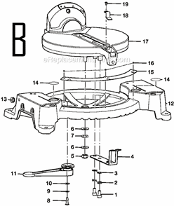 Page B Diagram and Parts List for TS1341  Ryobi Miter Saw