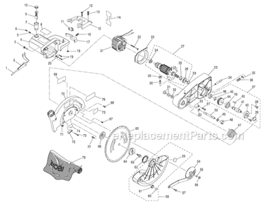 Page A Diagram and Parts List for TS1342L  Ryobi Miter Saw