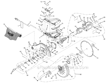 Page A Diagram and Parts List for TS1343L  Ryobi Miter Saw