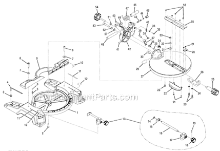 Page B Diagram and Parts List for TS1343L  Ryobi Miter Saw