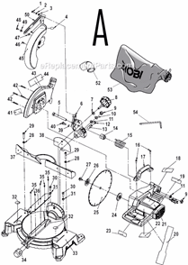 Page A Diagram and Parts List for TS1351  Ryobi Miter Saw