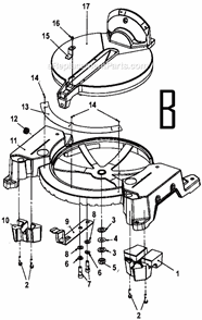Page B Diagram and Parts List for TS1351  Ryobi Miter Saw