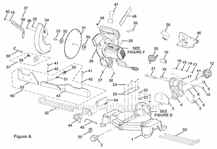 Page A Diagram and Parts List for TS1353DXL  Ryobi Miter Saw