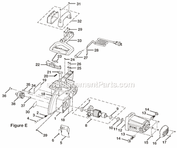 Page E Diagram and Parts List for TS1353DXL  Ryobi Miter Saw