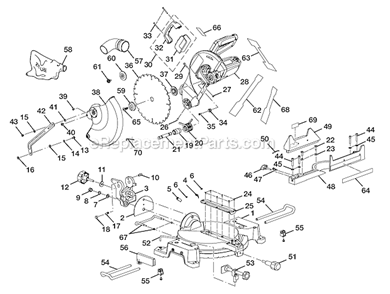 Figure A Diagram and Parts List for TS1552LA  Ryobi Miter Saw