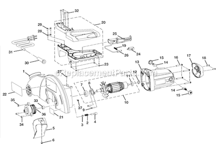 Figure E Diagram and Parts List for TS1552LA  Ryobi Miter Saw