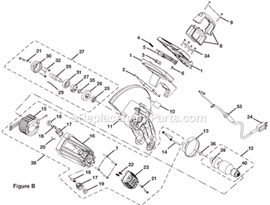 Page B Diagram and Parts List for TS1553DXL  Ryobi Miter Saw
