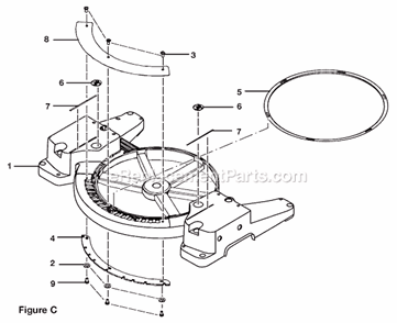 Page C Diagram and Parts List for TS1553DXL  Ryobi Miter Saw