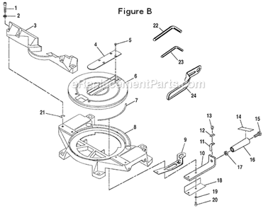 Page B Diagram and Parts List for TS230  Ryobi Miter Saw