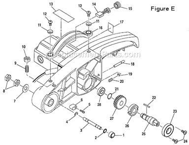 Page E Diagram and Parts List for TS230  Ryobi Miter Saw