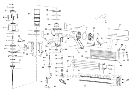 Page A Diagram and Parts List for YN200BND  Ryobi Nailer