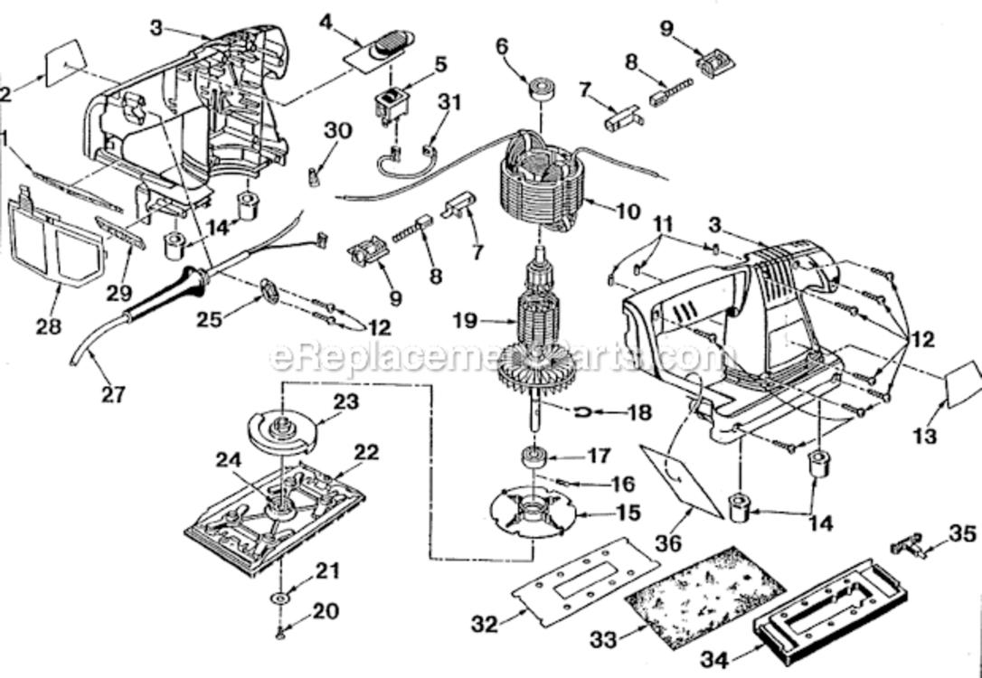 Page A Diagram and Parts List for S45  Ryobi Sander Polisher