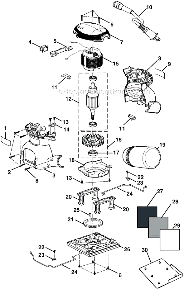Page A Diagram and Parts List for S651D  Ryobi Sander Polisher