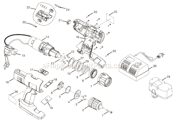 Page A Diagram and Parts List for SA1202  Ryobi Cordless Drill