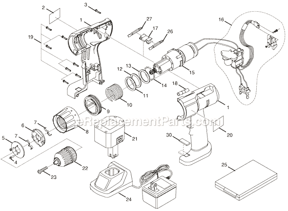 Page A Diagram and Parts List for SA120  Ryobi Cordless Drill
