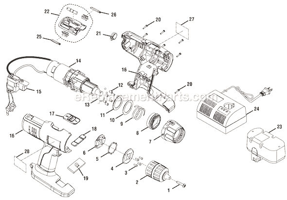 Page A Diagram and Parts List for SA14402  Ryobi Cordless Drill