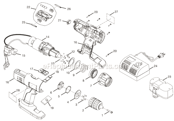 Page A Diagram and Parts List for SA1802  Ryobi Cordless Drill