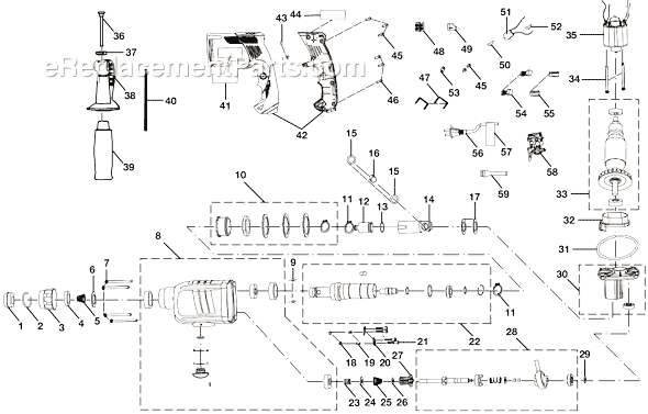 Page A Diagram and Parts List for SDS60  Ryobi Hammer Drill