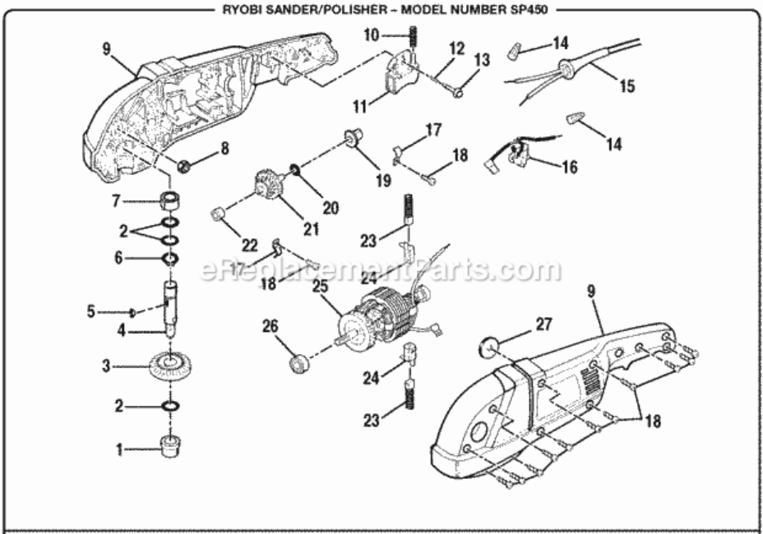 General_Assembly_(Part_2) Diagram and Parts List for SP450  Ryobi Sander Polisher