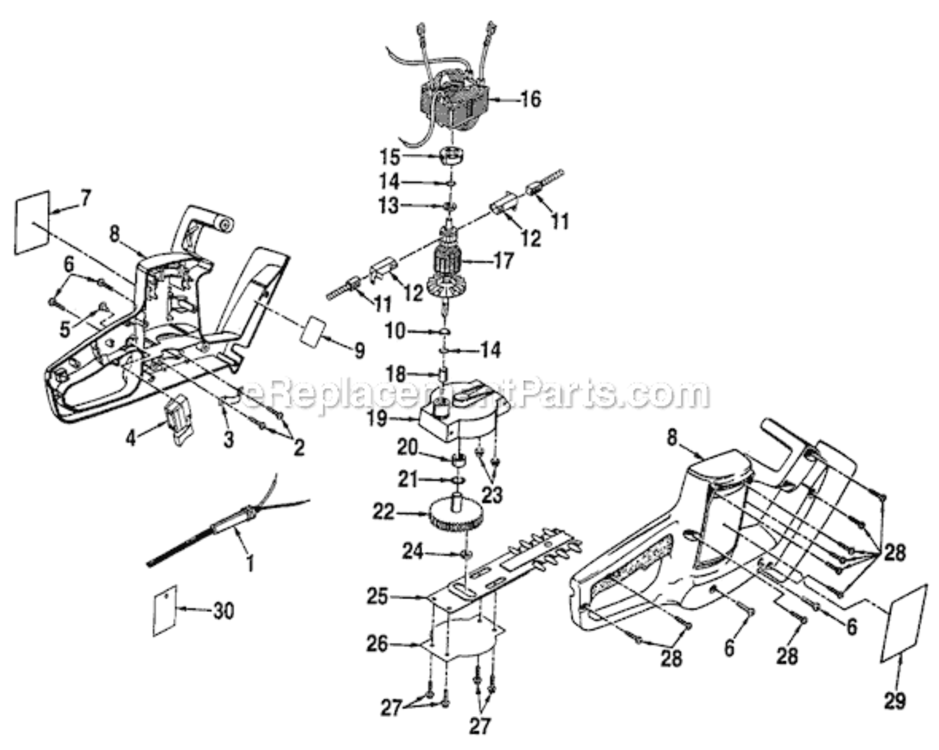 Page A Diagram and Parts List for SINGER HT2618 Ryobi Hedge Trimmer
