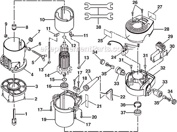 Page A Diagram and Parts List for TR30  Ryobi Router