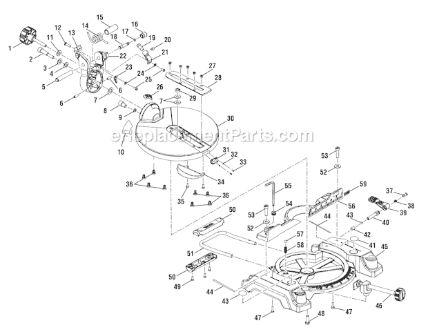 Page B Diagram and Parts List for TS1141  Ryobi Miter Saw