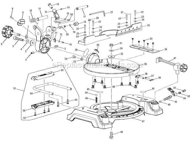 Page B Diagram and Parts List for TS1142L  Ryobi Miter Saw