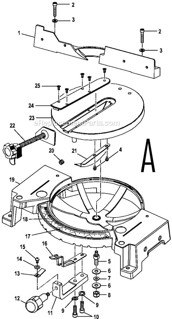 Page A Diagram and Parts List for TS1340  Ryobi Miter Saw