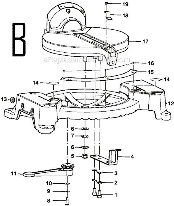 Page B Diagram and Parts List for TS1341  Ryobi Miter Saw