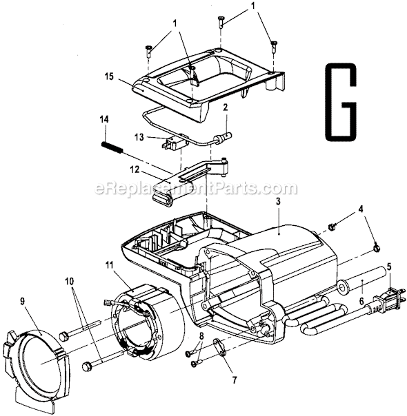 Page G Diagram and Parts List for TS1351  Ryobi Miter Saw