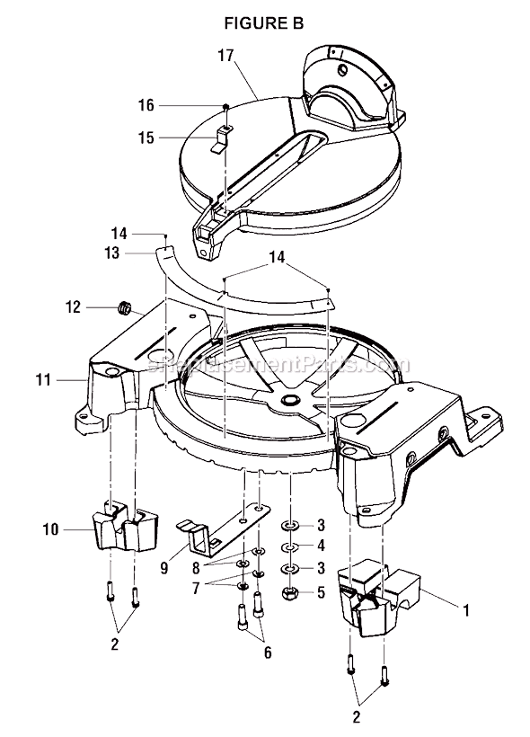 Page B Diagram and Parts List for TS1352  Ryobi Miter Saw