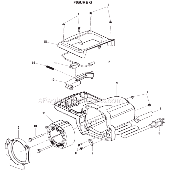 Page G Diagram and Parts List for TS1352  Ryobi Miter Saw