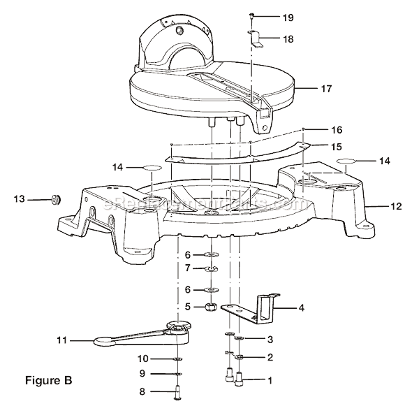 Page B Diagram and Parts List for TS1353DXL  Ryobi Miter Saw