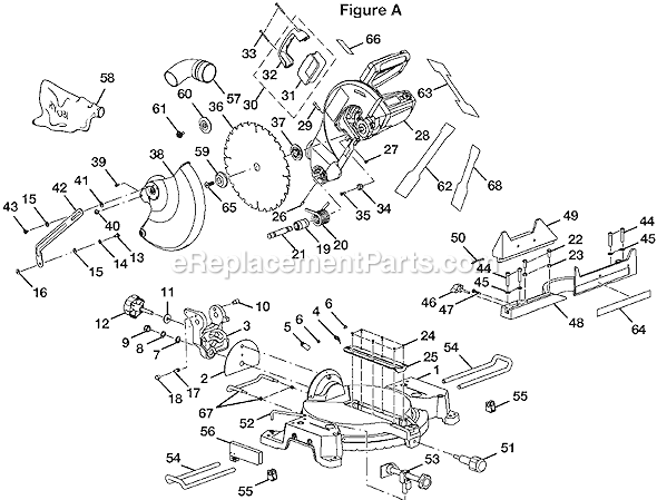 Page A Diagram and Parts List for TS13552DXL  Ryobi Miter Saw