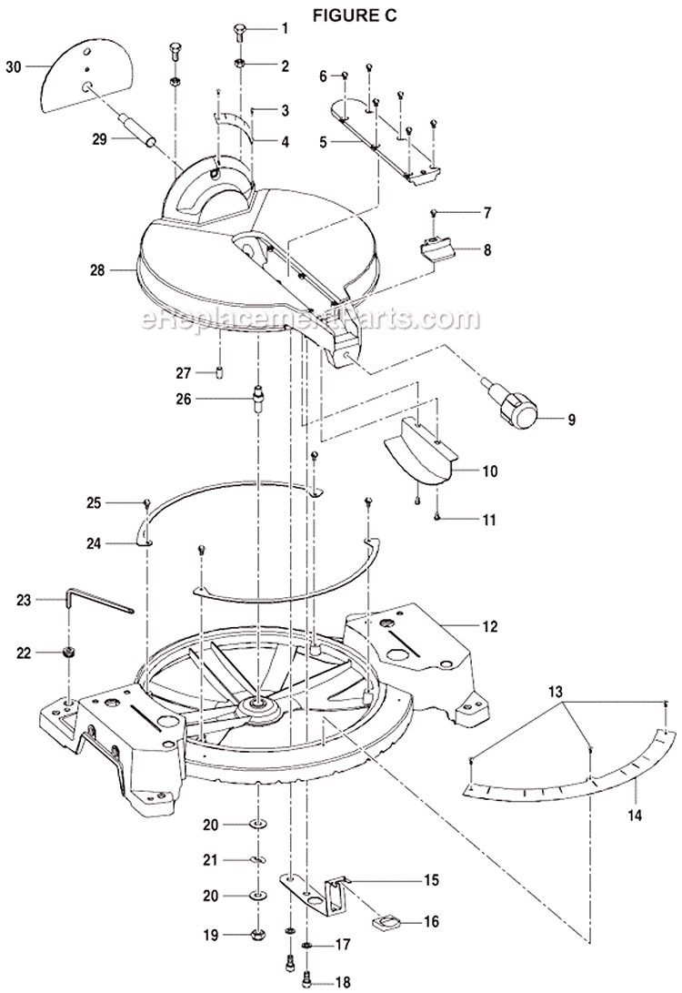 Page C Diagram and Parts List for TS1550  Ryobi Miter Saw