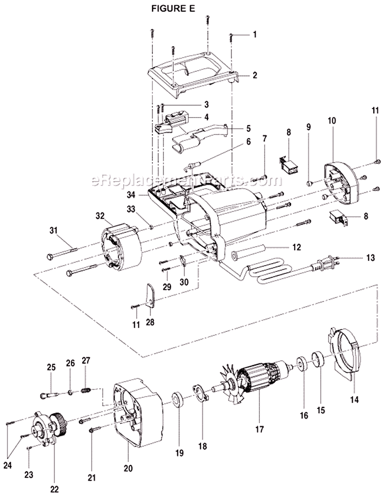 Page E Diagram and Parts List for TS1550  Ryobi Miter Saw
