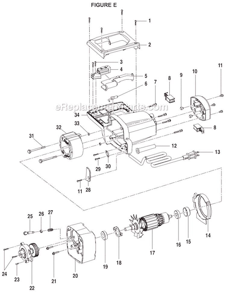 Page E Diagram and Parts List for TS1551  Ryobi Miter Saw