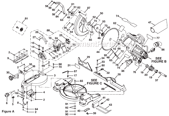 Page A Diagram and Parts List for TS1553DXL  Ryobi Miter Saw