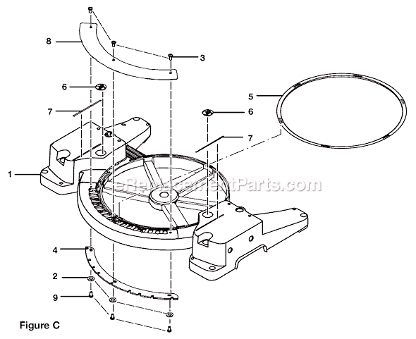 Page C Diagram and Parts List for TS1553DXL  Ryobi Miter Saw