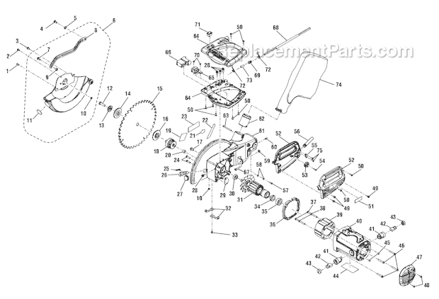 Page A Diagram and Parts List for TSS101L  Ryobi Miter Saw