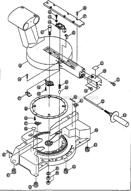 Page B Diagram and Parts List for TSS220  Ryobi Miter Saw