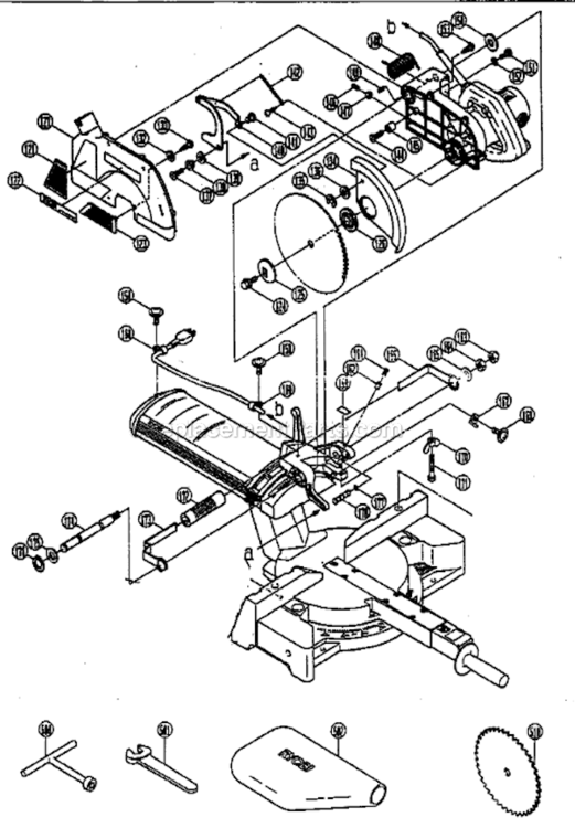 Page D Diagram and Parts List for TSS220  Ryobi Miter Saw