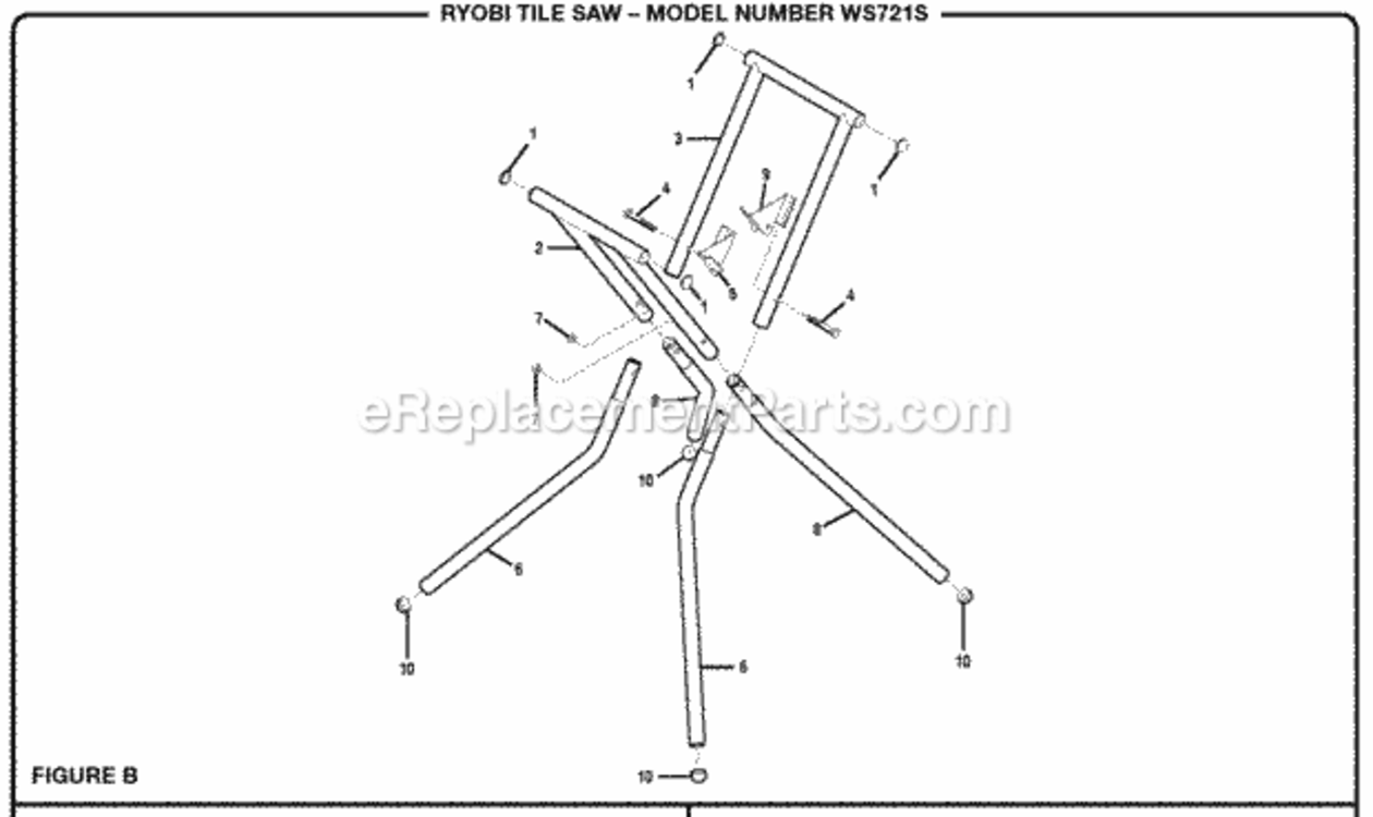 Figure_B Diagram and Parts List for WS721S  Ryobi Tile Saw