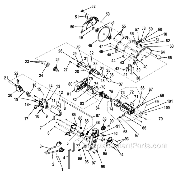 Page B Diagram and Parts List for WS750L  Ryobi Tile Saw