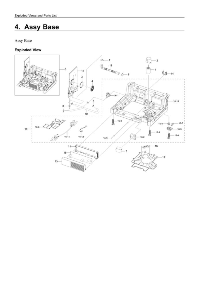 Base Assembly Diagram and Parts List for DW80R5061US AA-00 Samsung Dishwasher